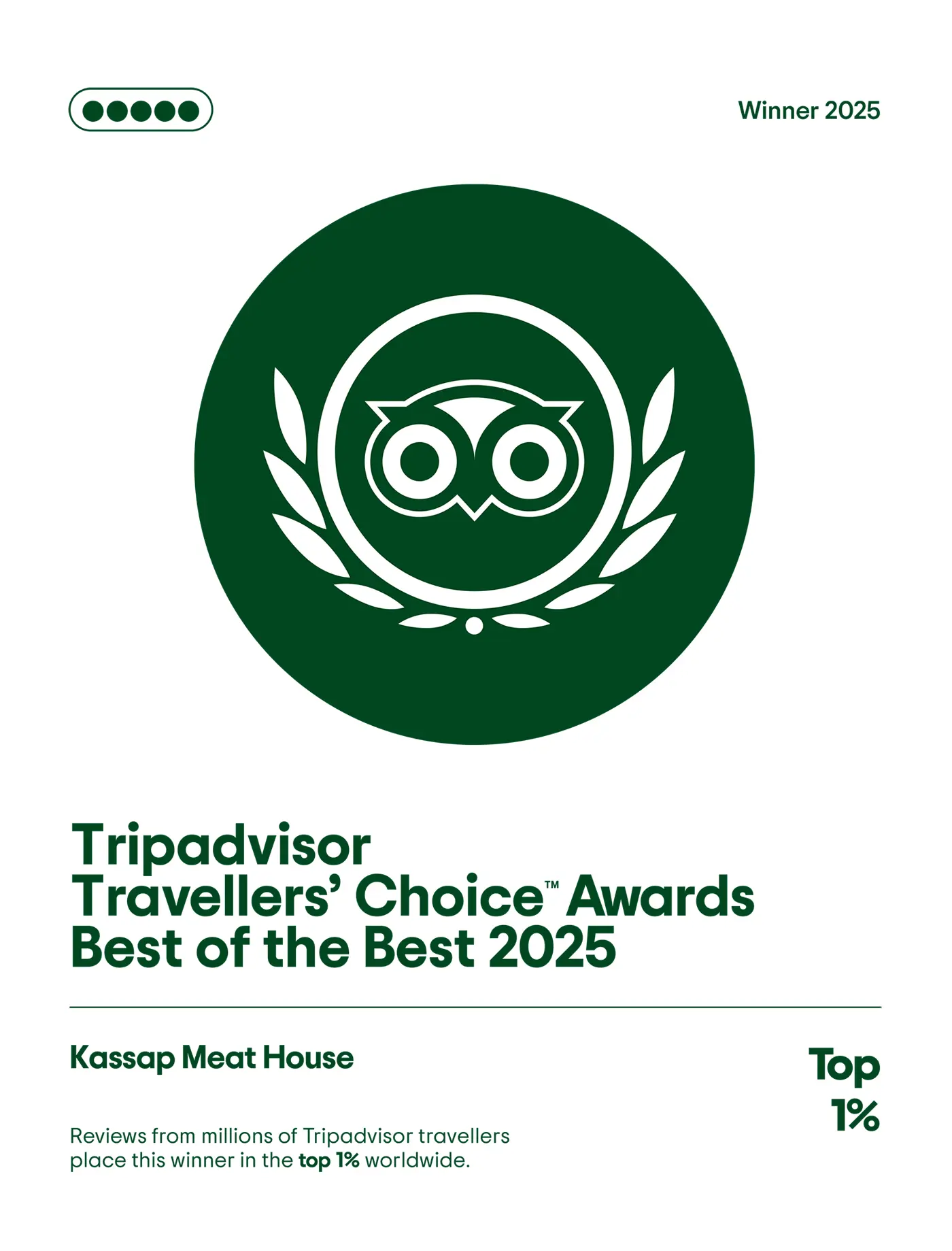 Tripadvisor Travellers’ ChoiceTM Awards Best of the Best 2025 Kassap Meat House